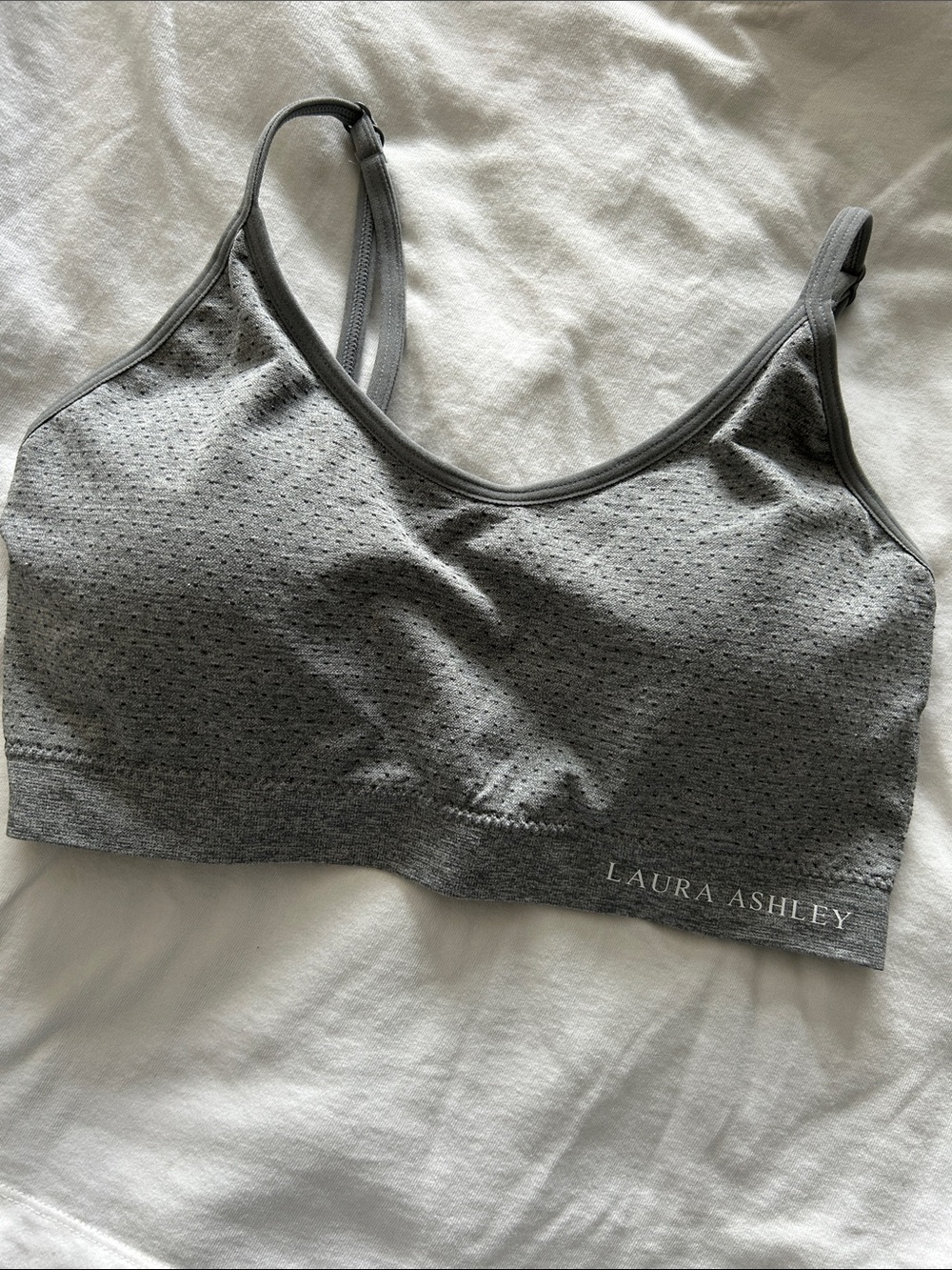 Laura Ashley Gray Perforated Seamless Sports Bralette